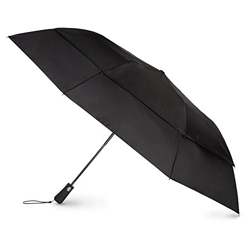 Product Cover Totes Blue Line  Golf-Size Vented Canopy Compact Umbrella, Black, One Size
