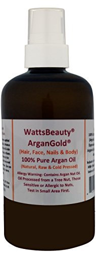 Product Cover Watts Beauty ArganGold 100% Pure Argan Oil for Hair, Nails, Face & Body - All Natural Virgin Argan Oil Direct From Morocco- 4oz