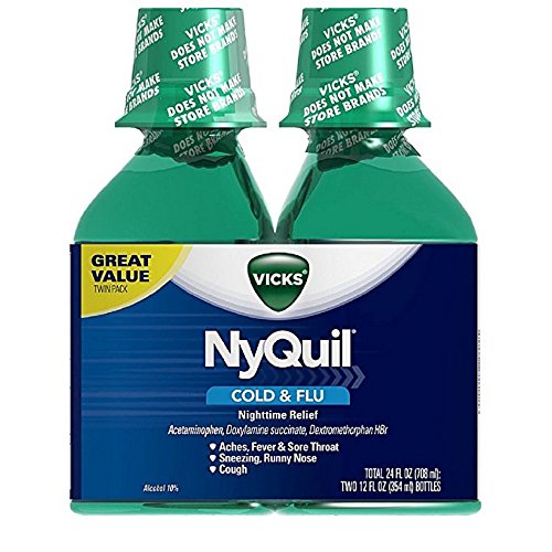Product Cover Vick NyQuil Cough Cold and Flu Nighttime Relief, Original Liquid, 2x12 Fl Oz