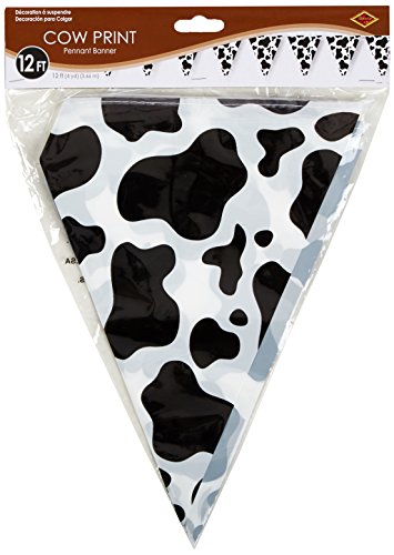 Product Cover Cow Print Pennant Banner Party Accessory (1 count) (1/Pkg)