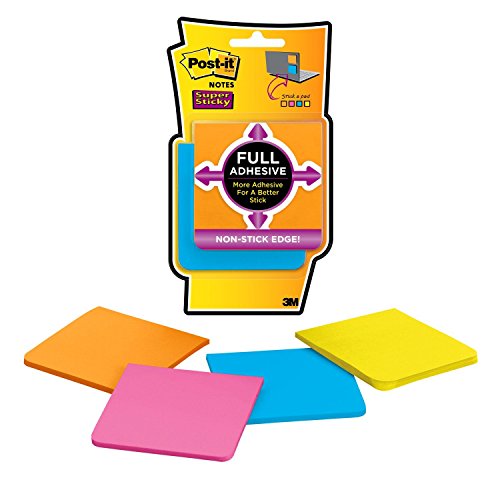 Product Cover Post-it Super Sticky Full Adhesive Notes, 2x Sticking Power, 3 in x 3 in, Rio de Janeiro Collection, 4 Pads/Pack (F330-4SSAU)