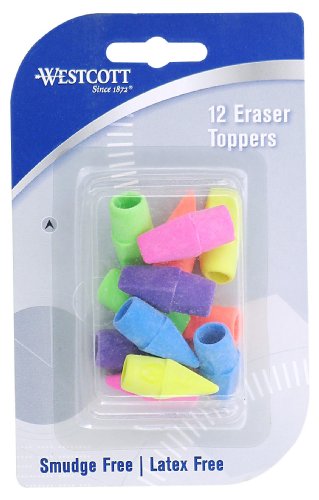 Product Cover Westcott Eraser Toppers, 12 per Pack, Assorted Colors