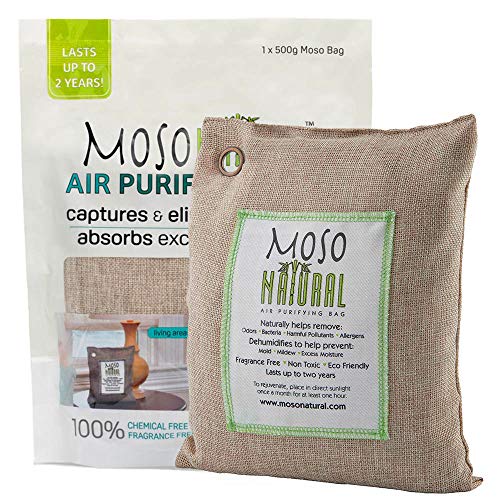 Product Cover MOSO NATURAL Air Purifying Bag 500g. Odor Eliminator, Odor Absorber for Kitchens and Bedrooms. Natural Color