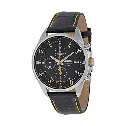 Product Cover Seiko - SNDC89P2 - Men's Watch - Quartz Chronograph - Black Dial - Black Leather Strap