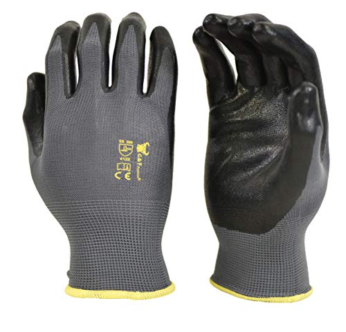 Product Cover G & F 15196XL Seamless Nylon Knit Nitrile Coated Work Gloves, Garden Gloves, Black, X-Large, 6 Pair Pack