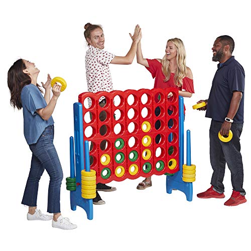 Product Cover ECR4Kids Jumbo 4-to-Score Giant Game Set, Backyard Games for Kids, Jumbo Connect-All-4 Game Set, Indoor or Outdoor Game, Adult and Family Fun Game, Easy to Transport, 4 Feet Tall, Primary Colors