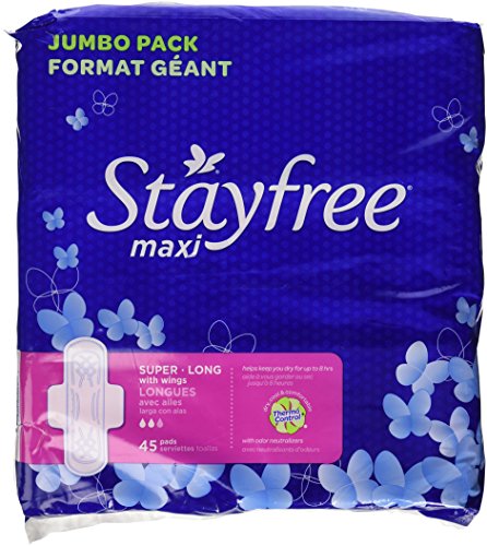 Product Cover StayFree, Maxi Pads Super Long with Wings, 45 ct