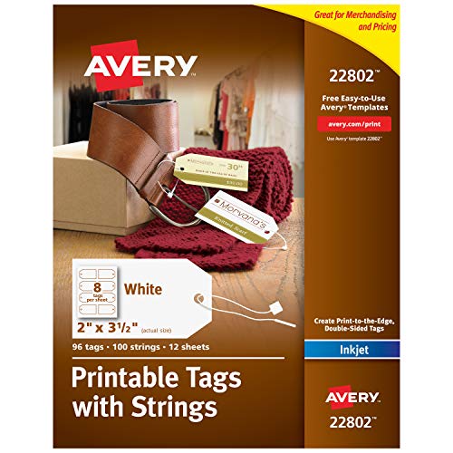 Product Cover Avery Printable Tags for Inkjet Printers Only, Tags With Strings, 2