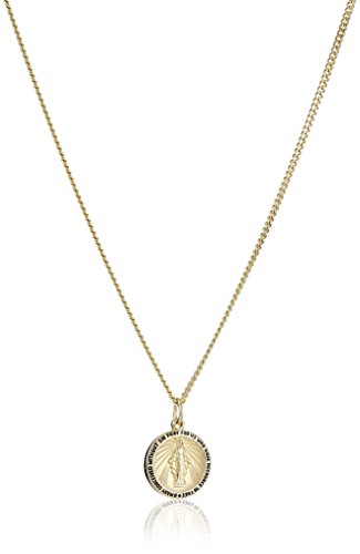 Product Cover 14k Gold-Filled Round Miraculous Medal Madonna Pendant Necklace with Stainless Steel Chain, 20