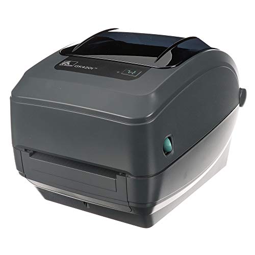 Product Cover Zebra - GK420t Thermal Transfer Desktop Printer for labels, Receipts, Barcodes, Tags, and Wrist Bands - Print Width of 4 in - USB and Ethernet Port Connectivity - GK42-102210-000