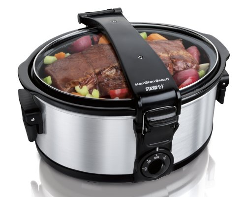 Product Cover Hamilton Beach Stay or Go Portable 6-Quart Slow Cooker With Lid Lock for Easy Transport, Dishwasher-Safe Crock (33461)