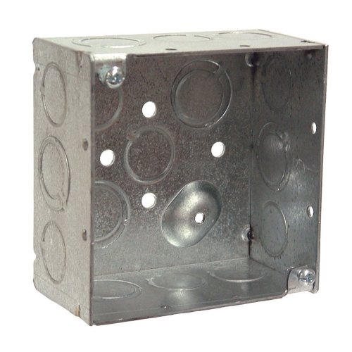 Product Cover Hubbell-Raco 8232 2-1/8-Inch Deep, 1/2-Inch and 3/4-Inch Side Knockouts, Welded 4-Inch Square Box