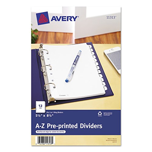 Product Cover Avery 11313 Preprinted Tab Dividers, 12-Tab, 8 1/2 x 5 1/2, White