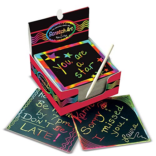 Product Cover Melissa & Doug Scratch Art Box of Rainbow Mini Notes - The Original (Arts & Crafts, Wooden Stylus, 125 Count, Great Gift for Girls and Boys - Best for 4, 5, 6 Year Olds and Up)