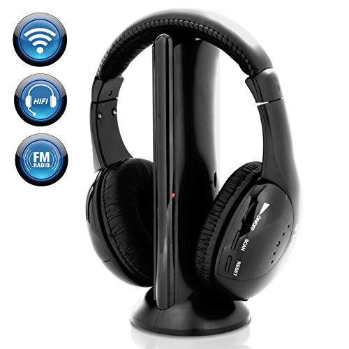 Product Cover Stereo Wireless Over Ear Headphones - Hi-fi Headphone Professional Black Monitor Headset with 30m Range, Noise Isolation Padding, Microphone - TV, Computer, Gaming Console iPod Phone - Pyle Home PHPW5