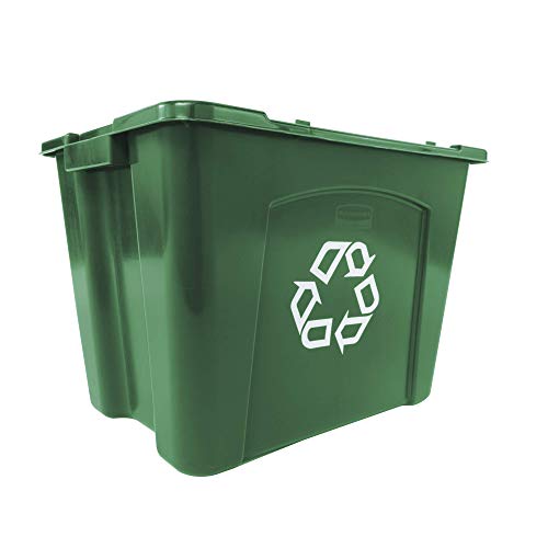 Product Cover Rubbermaid Commercial Products FG571473GRN Stackable Recycling Box, 14 gal, Green