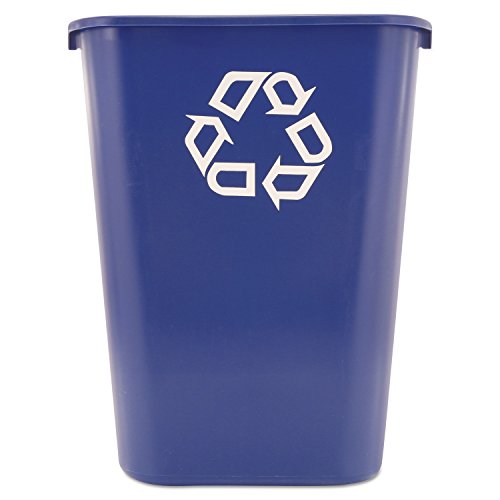 Product Cover Rubbermaid Commercial Products Fg295773Blue Plastic Resin Deskside Recycling Can, 10 Gallon/41 Quart, Blue Recycling Symbol