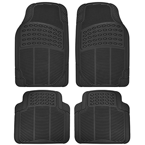 Product Cover BDK MT654PLUS Black Heavy Duty 4pc Front & Rear Rubber Floor Mats for Car SUV Van & Truck-All Weather Protection Universal Fit