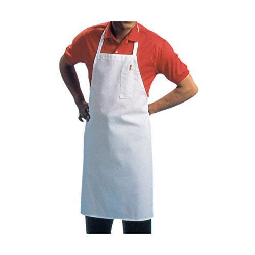 Product Cover Chef Revival 600BAW Poly Cotton Economy Bib Apron with Pencil Pocket, 34 by 34-Inch, White