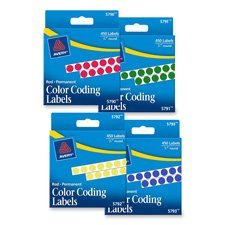 Product Cover Avery Consumer Products Products - Permanent Round Labels, 1/4amp;quot; Diameter, 450/PK, Red - Sold as 1 PK - Round color-coding labels are ideal for document and inventory control, routing, organizing, highlighting, price marking, schedul