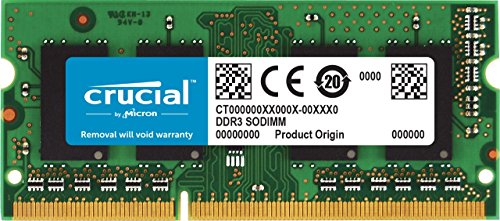 Product Cover Crucial 2GB Single DDR3/DDR3L 1600 MT/S (PC3-12800) Unbuffered SODIMM 204-Pin Memory - CT25664BF160B