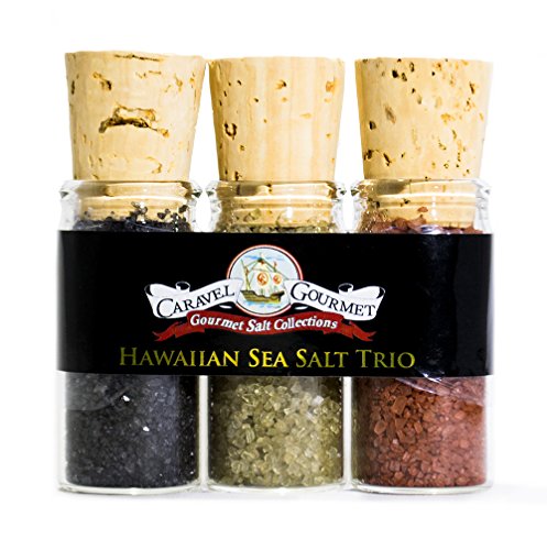 Product Cover The Aloha Sea Salt Mini Trio Sampler Set - Black Lava, Red Alaea, Bamboo Jade - Reusable Glass Vials - Gluten-Free, No MSG - 2.4 total oz.