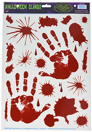 Product Cover Beistle Bloody Handprint Clings, 12-Inch by 17-Inch Sheet (01035)