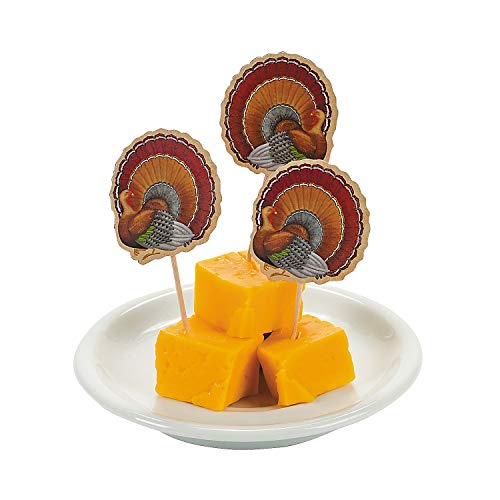 Product Cover Fun Express Thanksgiving Turkey Food Picks (72 Pack) Dinner Party Supplies