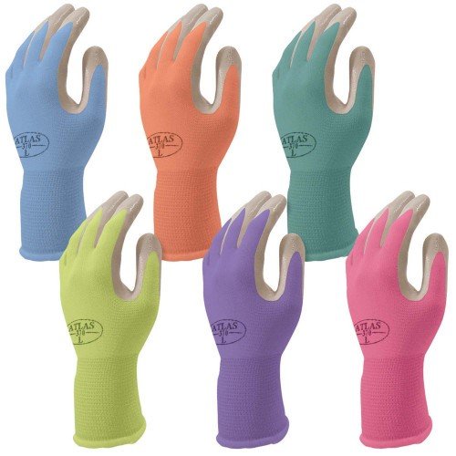 Product Cover 6 Pack Showa Atlas NT370 Atlas Nitrile Garden Gloves - Small (Assorted Colors)