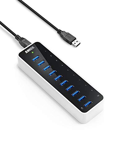 Product Cover Anker [Upgraded Version] USB 3.0 SuperSpeed 10-Port Hub Including a BC 1.2 Charging Port with 60W (12V / 5A) Power Adapter [VIA VL812-B2 Chipset and Updated Firmware 9081] AH231