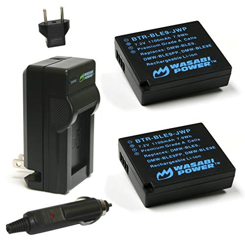 Product Cover Wasabi Power Battery (2-Pack) and Charger for Panasonic DMW-BLE9, DMW-BLG10 and Panasonic Lumix DMC-GF3, DMC-GF5, DMC-GF6, DMC-GX7, DMC-LX100