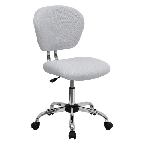 Product Cover Flash Furniture Mid-Back White Mesh Padded Swivel Task Office Chair with Chrome Base