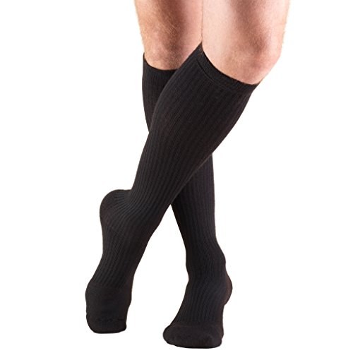 Product Cover Truform Compression Socks, 15-20 mmHg, Men's Gym Socks, Knee High Over Calf Length, Black, Medium