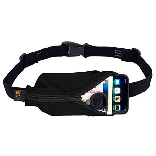 Product Cover SPIbelt Running Belt Large Pocket, No-Bounce Waist Pack for Runners, Sport Pouch iPhone 6 7 8-Plus X Athletes (Black with Black Zipper, 25