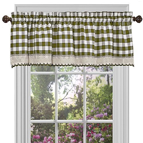 Product Cover Achim Home Furnishings, Sage & Ivory Buffalo Check Window Curtain Valance, 58