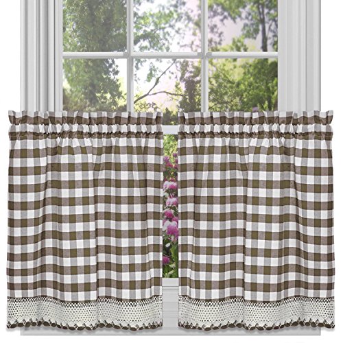Product Cover Achim Home Furnishings Buffalo Check Tier Pair, 58-Inch by 24-Inch, Taupe