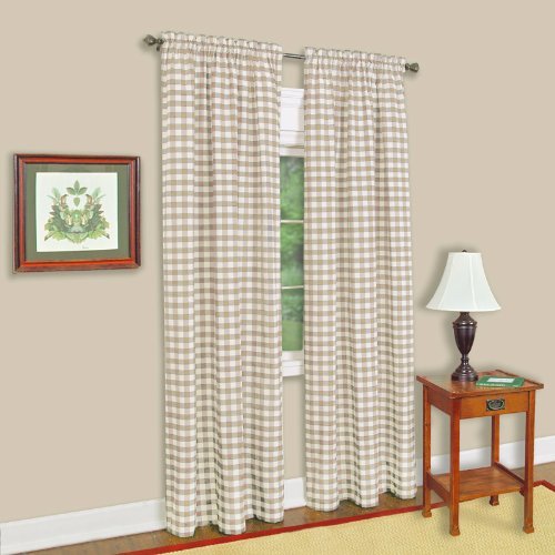 Product Cover Achim Home Furnishings, Taupe & Ivory Buffalo Check Window Curtain Single Panel, 42