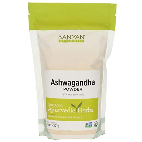 Product Cover Banyan Botanicals Organic Ashwagandha Root Powder - 1/2 LB - Indian Ginseng - Adaptogen Supplement Promotes & Supports Vitality, Strength, Sleep, Adrenal Health, Calming The Mind & Combating Stress **