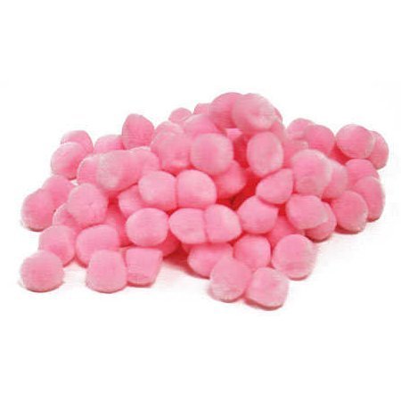 Product Cover Darice 100 Baby Pink Acrylic Craft Pom Poms 1/2