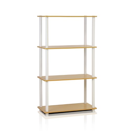Product Cover Furinno (99557BE/WH) Turn-N-Tube 4-Tier Multipurpose Shelf Display Rack - Beech/White