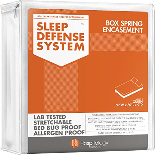Product Cover HOSPITOLOGY PRODUCTS Sleep Defense System - Zippered Box Spring Encasement - Queen - Bed Bug & Dust Mite Proof - Hypoallergenic - 60