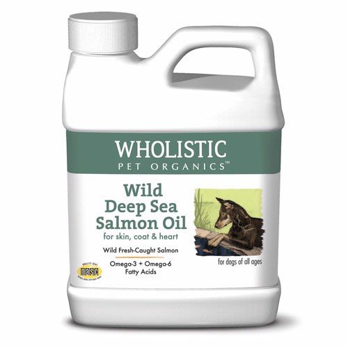 Product Cover Wholistic Pet Organics Wild Deep Sea Salmon Oil for Dogs, 32 Ounces.