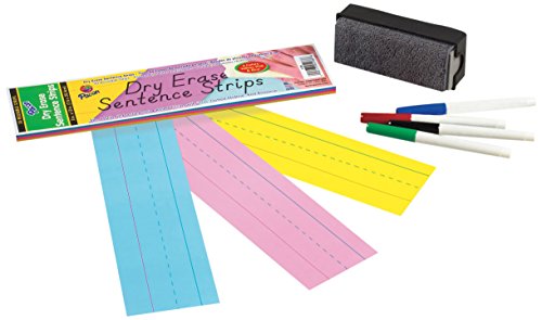 Product Cover Pacon Dry Erase Sentence Strips, 3-Inches by 12 -Inches, Assorted Colors, 30 Strips (5188)