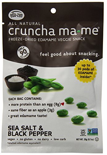 Product Cover Crunch-a-Mame Edamame Snack - High In Protein & Fiber, Naturally Gluten Free - Sea Salt & Black Pepper - (Pack of 8 Single Serving Bags)