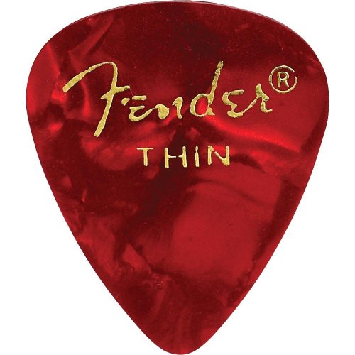 Product Cover Fender 351 Shape Thin Classic Celluloid Picks, 12-Pack, Red Moto for electric guitar, acoustic guitar, mandolin, and bass