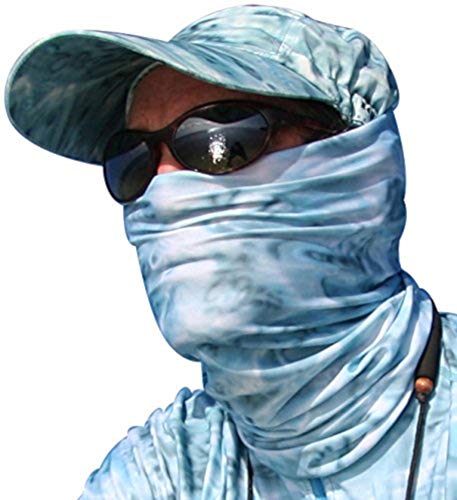 Product Cover Aqua Design Fishing Hunting Masks Neck Gaiters for Men and Youth: UPF 50+ Sun Mask Protection: Camo Half Face Cover Balaclava Bandana: Aqua Sky: Size XL