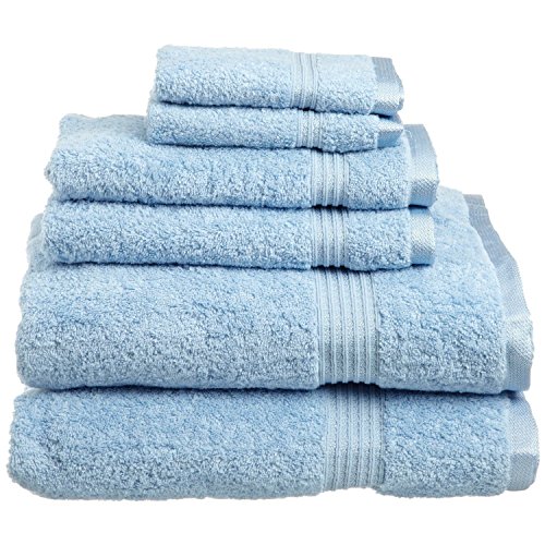 Product Cover Superior 100% Long Staple Combed Cotton Towel Set, 6 Piece, Light Blue