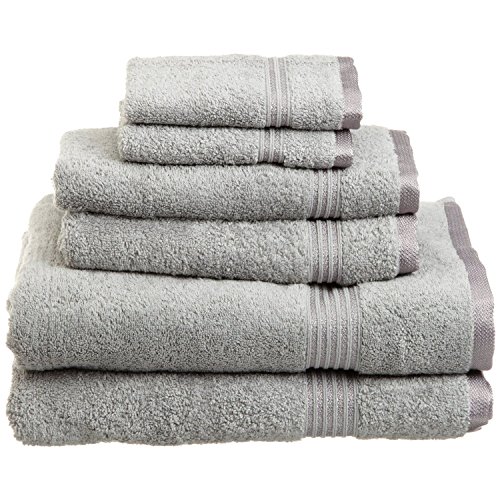 Product Cover Superior 100% Long Staple Combed Cotton Towel Set, 6 Piece, Silver
