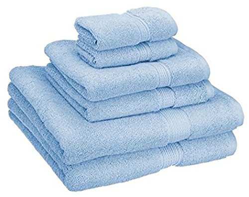 Product Cover Superior 900 GSM Luxury Bathroom 6-Piece Towel Set, Made Long-Staple Combed Cotton, 2 Hotel & Spa Quality Washcloths, 2 Hand Towels, and 2 Bath Towels - Light Blue