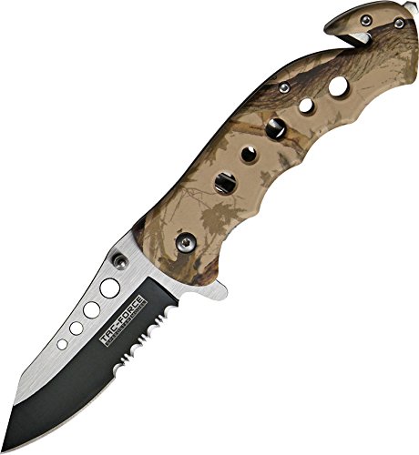 Product Cover TAC Force TF-498BC Spring Assist Folding Knife, Two-Tone Half-Serrated Blade, Fall Camo Handle, 4.75-Inch Closed